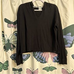 ❗️clearance-price firm❗️  V neck cropped hooded long sleeve